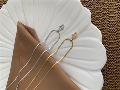 Çelik İnce İtalyan Zincir Zirkon Taşlı Fatma Ana Eli Kolye