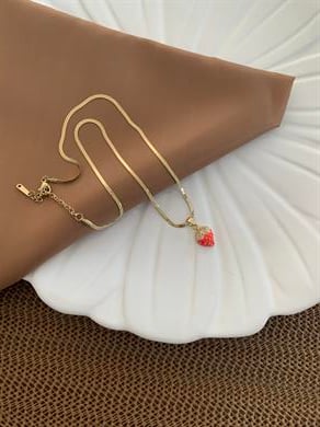 Çelik İnce İtalyan Zincirli Çilek Kolye