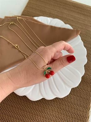 Çelik İnce İtalyan Zincirli Kiraz Kolye
