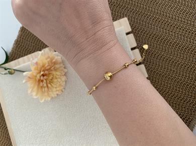 Çelik İnce Küp İtalyan Zincirli Topçuk Sıralı İri Top Bileklik