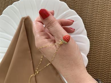 Çelik  İnce Pırıltılı Zincirli Zirkon Taşlı Çilek Kolye