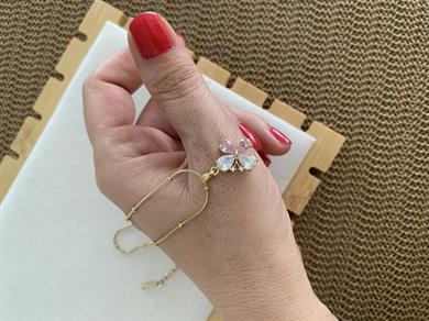 Çelik İnce Topçuk Zincir Renkli Baget Tek Taş Kelebek Kolye