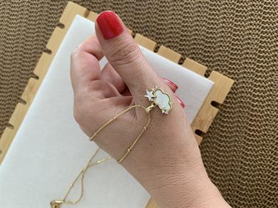 Çelik İnce Topçuk Zincir Sdf  Bulut Tek Taşlı Yıldız Kolye