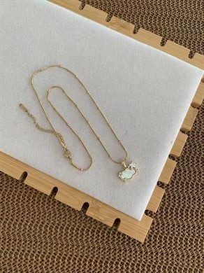 Çelik İnce Topçuk Zincir Sdf  Bulut Tek Taşlı Yıldız Kolye