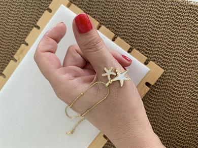 Çelik İnce Topçuk Zincir Sdf Zirkon Taşlı Deniz Yıldız Kolye