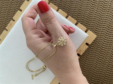 Çelik İnce Topçuk Zincir Zirkon Taşlı Çiçek Kolye