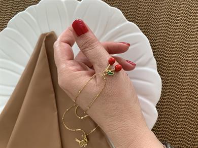 Çelik  İnce Topçuk  Zincirli Kiraz Kolye