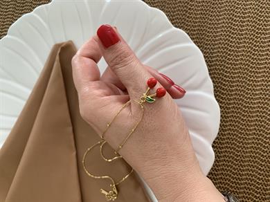 Çelik  İnce Topçuk  Zincirli Kiraz Kolye