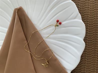 Çelik  İnce Topçuk  Zincirli Kiraz Kolye