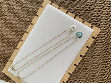 Çelik İnce Topçuk Zincirli Sdf Kirpikli Göz Kalp Kolye