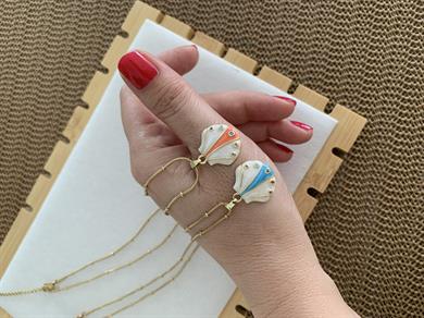 Çelik İnce Topçuk Zincirli Sdf Midye Kolye