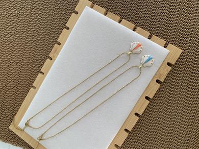 Çelik İnce Topçuk Zincirli Sdf Midye Kolye