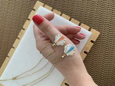 Çelik İnce Topçuk Zincirli Sdf Midye Kolye