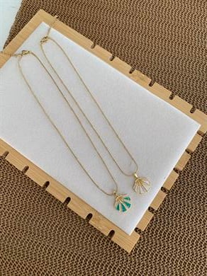 Çelik İnce Topçuk Zincirli Sdf Zirkon Taşlı Midye Kolye