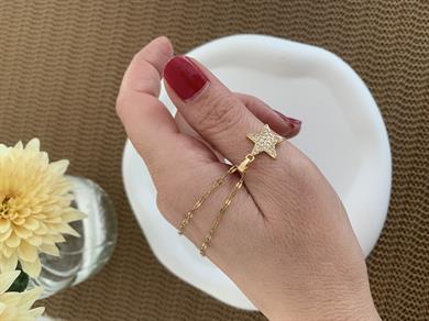 Çelik İnce Zincir Zirkon Taşlı Yıldız Kolye