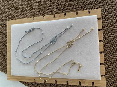 Çelik İtalyan Zincir Topçuk Sıralı Sdf Kelebek Kolye