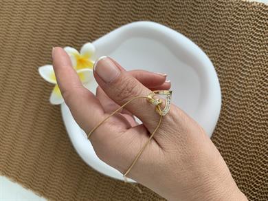 Çelik Küp İtalyan Zincir Baget Taşlı Düğüm Kalp Kolye