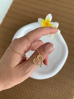 Çelik Küp İtalyan Zincirde Burgu Düğüm Kalp Kolye