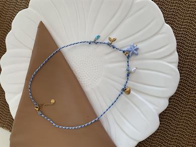 Çelik Mavi İp Midye Balık Yıldız Charm Kolye