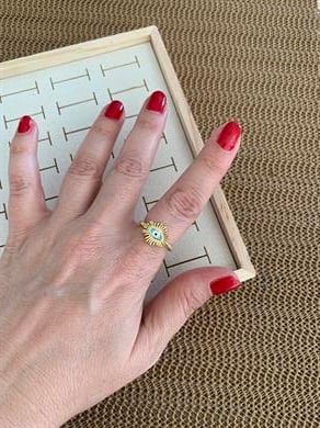 Özel Seri Beyaz Kirpikli Göz Nazar Yüzük