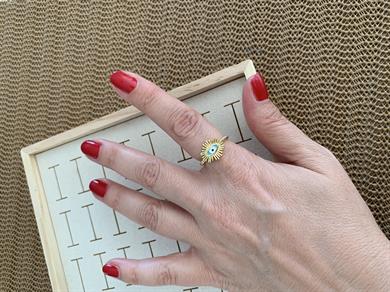 Özel Seri Beyaz Kirpikli Göz Nazar Yüzük