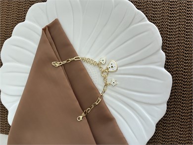 Özel Seri Gold Ataç Zincirli Sdf Yıldız Kalp Charm Tasarım Bileklik