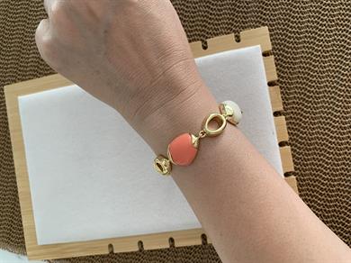 Özel Seri Gold Damla Renkli Taş Sıralı Tasarım Bileklik