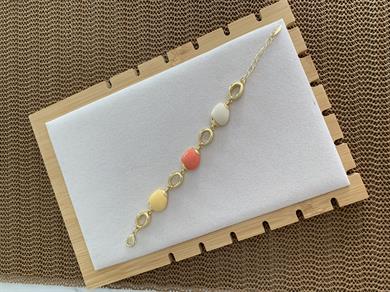 Özel Seri Gold Damla Renkli Taş Sıralı Tasarım Bileklik