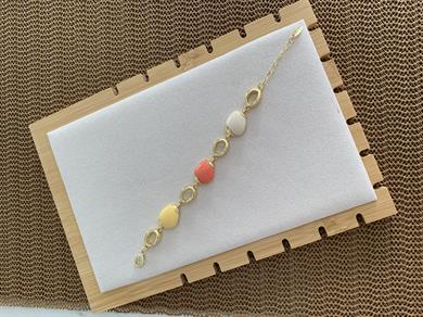 Özel Seri Gold Damla Renkli Taş Sıralı Tasarım Bileklik