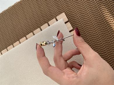 Özel Seri Gold Gümüş Renkli Gül Broş