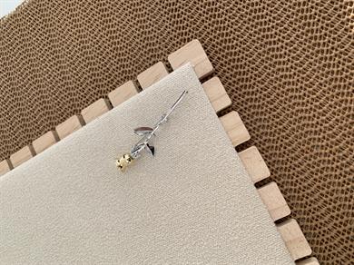 Özel Seri Gold Gümüş Renkli Gül Broş