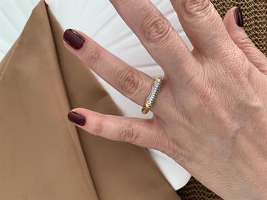 Özel Seri Gold Gümüş Zirkon Taşlı Boğumlu Yüzük