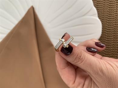 Özel Seri Gold Gümüş Zirkon Taşlı Serenay Yüzük