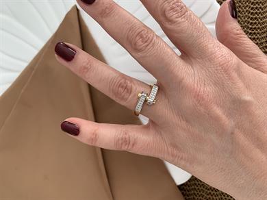 Özel Seri Gold Gümüş Zirkon Taşlı Serenay Yüzük