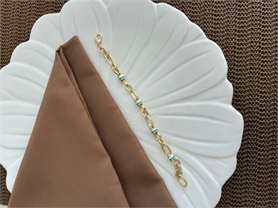 Özel Seri Gold İç İçe Geçme Zincir Biyeli Nazar Mineli Dümen Uçlu Bileklik