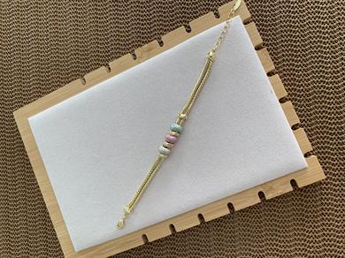 Özel Seri Gold İkili Biye Detaylı Üç Renk Tasarım Bileklik