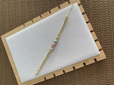 Özel Seri Gold İkili Biye Detaylı Üç Renk Tasarım Bileklik