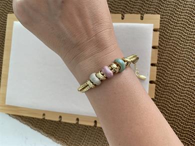 Özel Seri Gold İkili Biye Detaylı Üç Renk Tasarım Bileklik