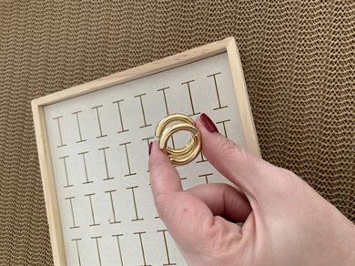 Özel Seri 2 Cm Gold İthal Kaplama Bombeli Plaka Halka Küpe