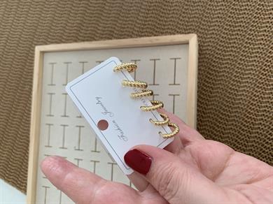 Özel Seri Gold İthal Kaplama Burgu 6 LI Set Halka Küpe