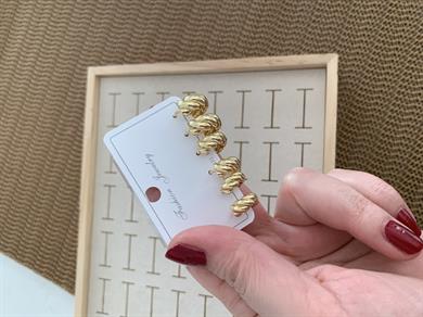 Özel Seri Gold İthal Kaplama Kalın Burgu 6 LI Set Halka Küpe