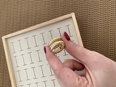 Özel Seri Gold İthal Kaplama Plaka Burgu Oval Küpe