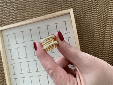 Özel Seri Gold İthal Kaplama Plaka İnce Oval Küpe