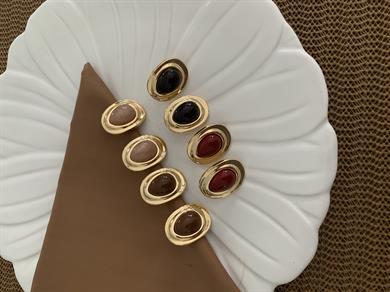 Özel Seri Gold Mineli Oval Tasarım Küpe