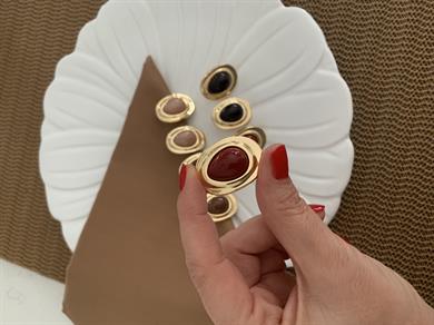 Özel Seri Gold Mineli Oval Tasarım Küpe