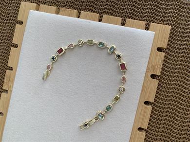 Özel Seri Gold Renkli Taş Sıralı Tasarım Bileklik