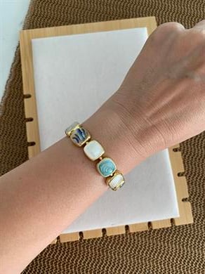 Özel Seri Gold Sdf Renkli Kare Tasarım Bileklik