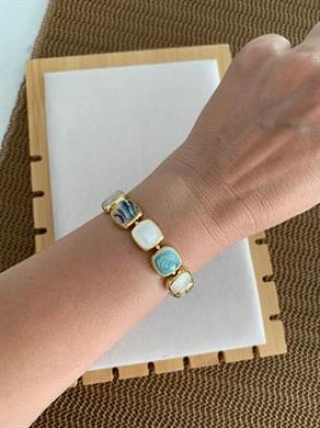 Özel Seri Gold Sdf Renkli Kare Tasarım Bileklik