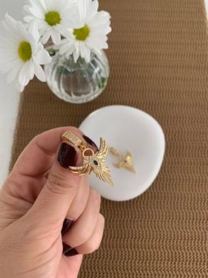 Özel Seri Gold Taşlı Ankakuşu  Charm