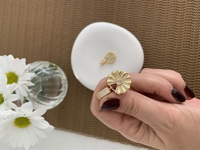 Özel Seri Gold Taşlı Çiçek Charm